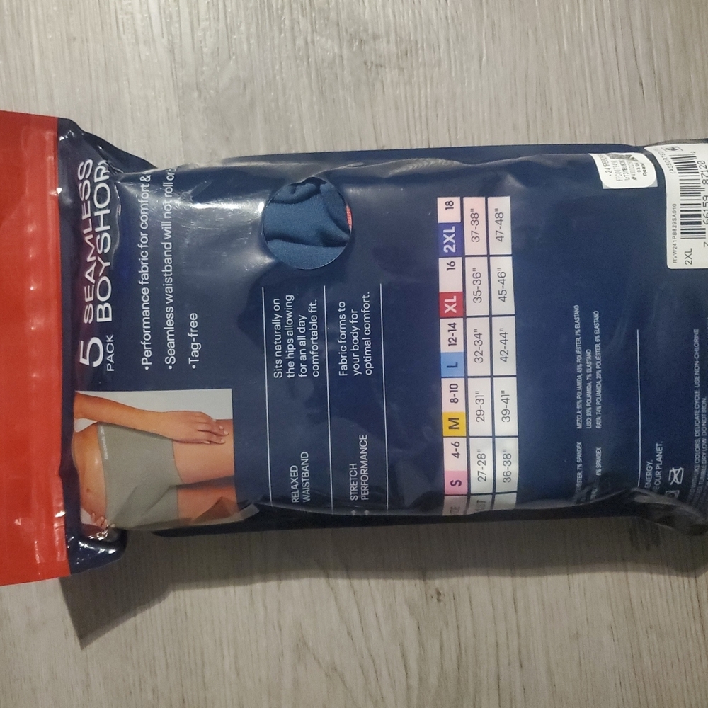 Reebok Women's Boxer Briefs Seamless Boy Shorts- 5 Pack - Picture 4 of 4